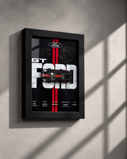 Ford GT Red Stripe 3D Car Frame