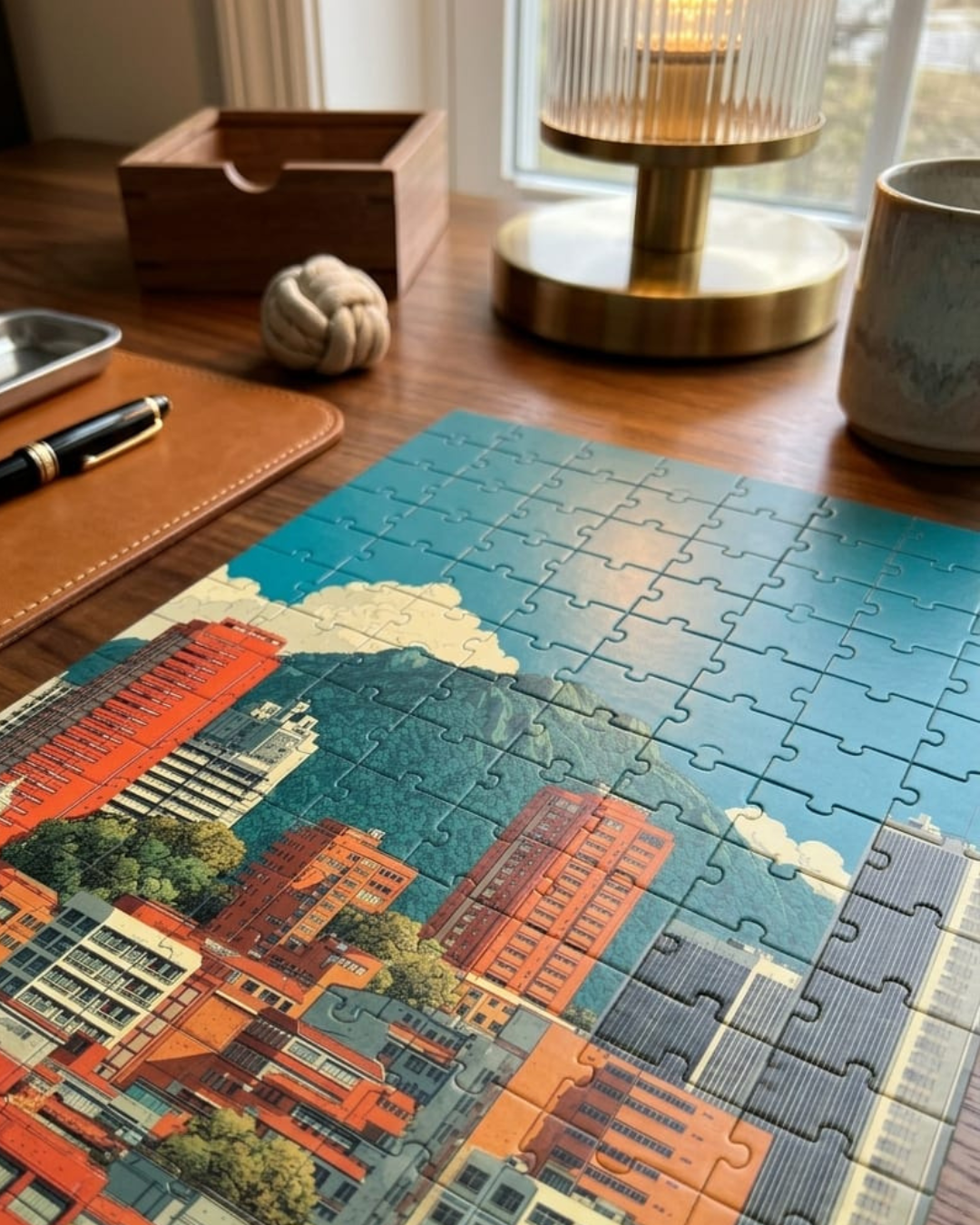 Retro Cityscape Art Puzzle (A4, 120 Pieces)