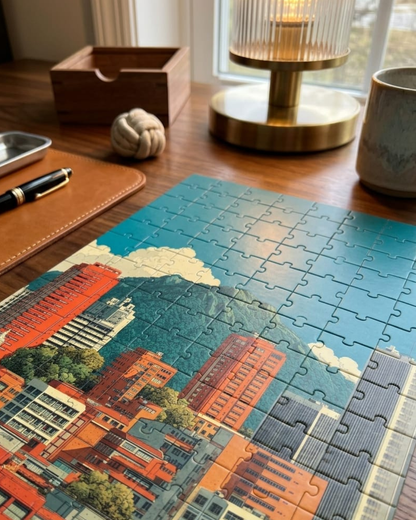 Retro Cityscape Art Puzzle (A4, 120 Pieces)