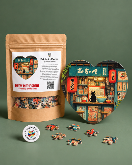 Meow in the Store Heart-Shaped Puzzle