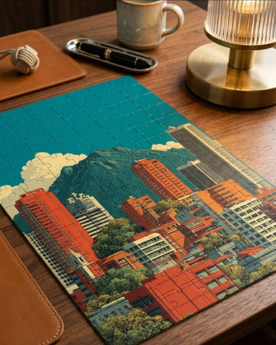 Retro Cityscape Art Puzzle (A4, 120 Pieces)