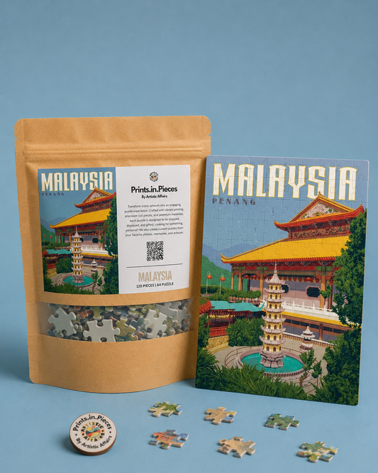 Malaysia Puzzle | 120 Piece A4 Penang Temple Travel Jigsaw