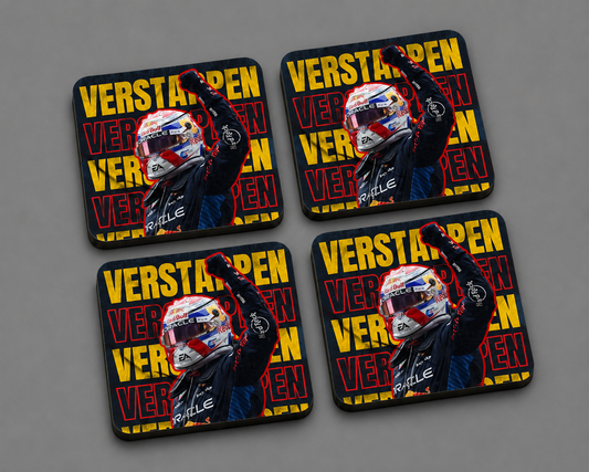 Max Verstappen “VERSTAPPEN” 10 x 10 cm drink coaster by Artistic Affairs