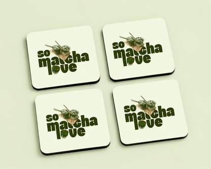 “So Matcha Love” 10 x 10 cm drink coaster by Artistic Affairs