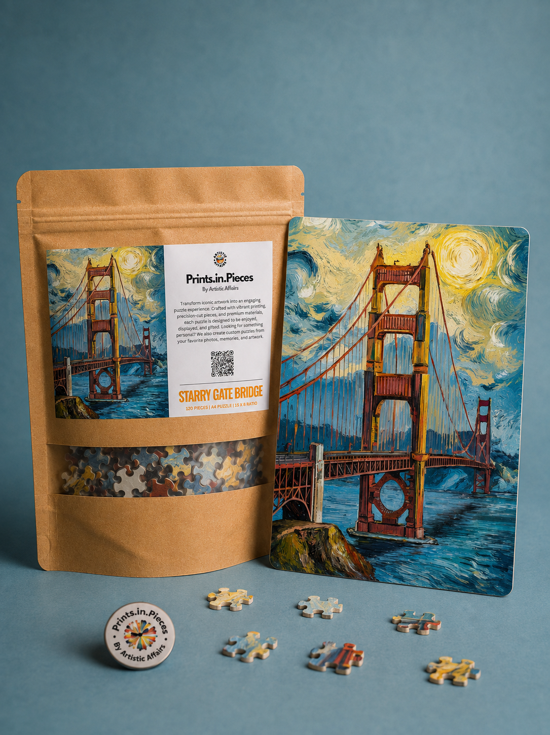 Starry Gate Bridge Puzzle – 120 Piece Golden Gate Art Puzzle