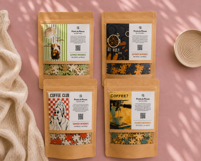Coffee Lover's Puzzle Combo – Summer Memories (Pack of 4, 120 Pieces Each)