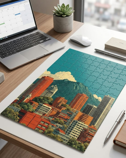 Retro Cityscape Art Puzzle (A4, 120 Pieces)
