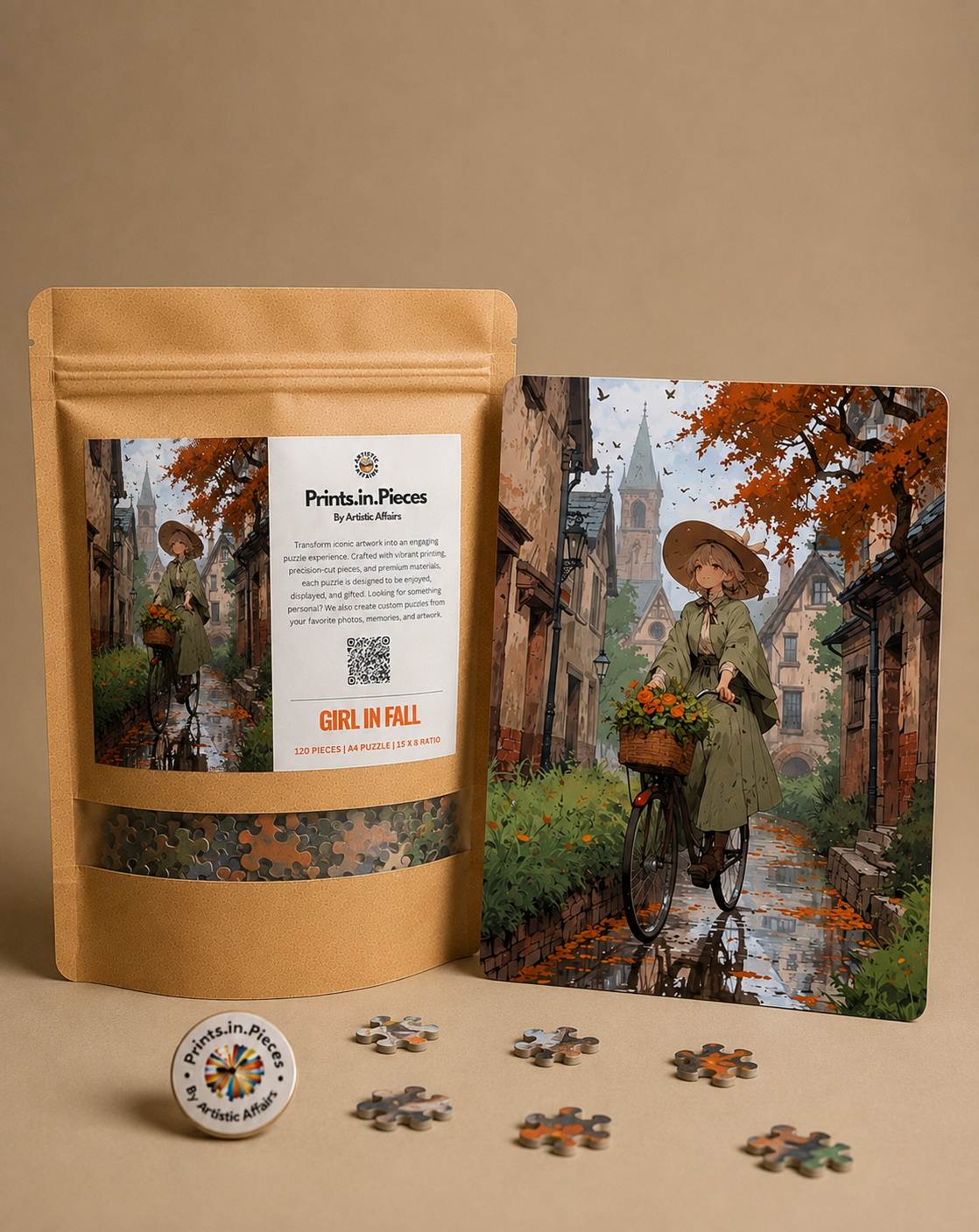 Girl in Fall Autumn Bicycle Puzzle
