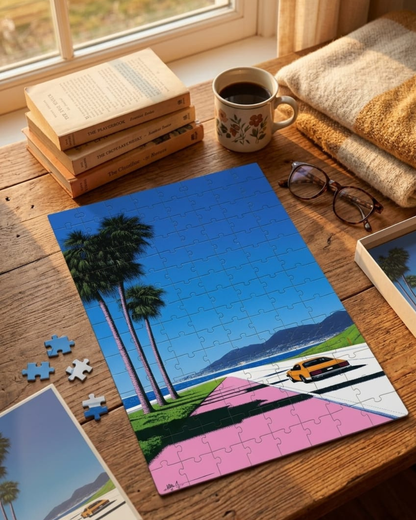 Palm Tree Coast Art Puzzle (A4, 120 Pieces)
