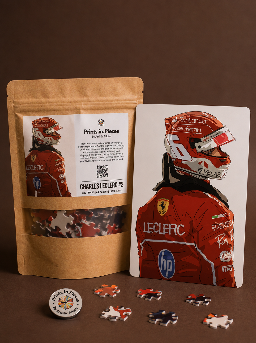 Charles Leclerc Ferrari F1 Puzzle #2 — 120 Piece Illustrated Portrait