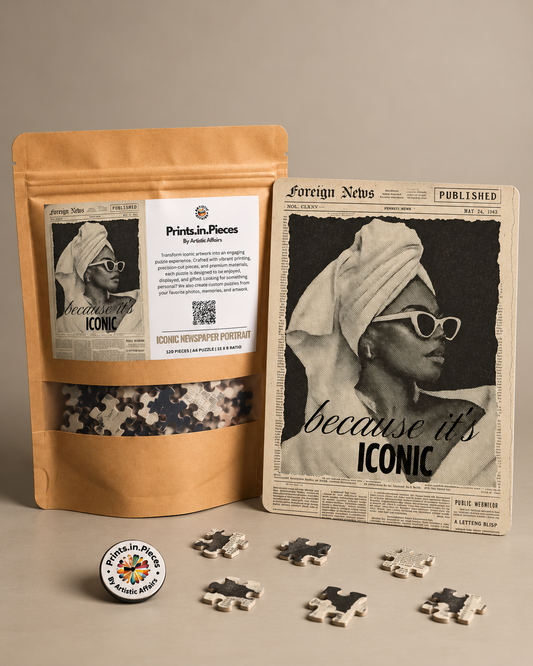 Iconic Newspaper Portrait jigsaw puzzle – woman in sunglasses on vintage newspaper