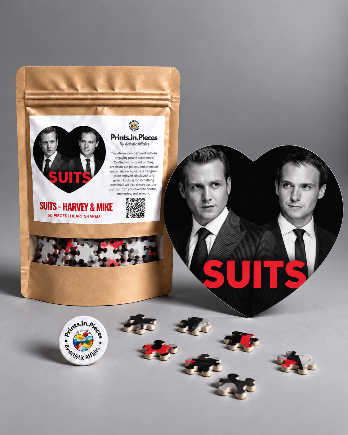 Suits Harvey & Mike Heart-Shaped Puzzle