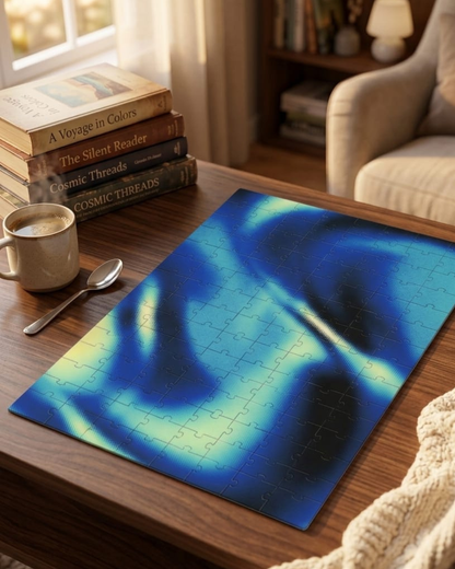 Electric Blue Abstract Art Puzzle (A4, 120 Pieces)