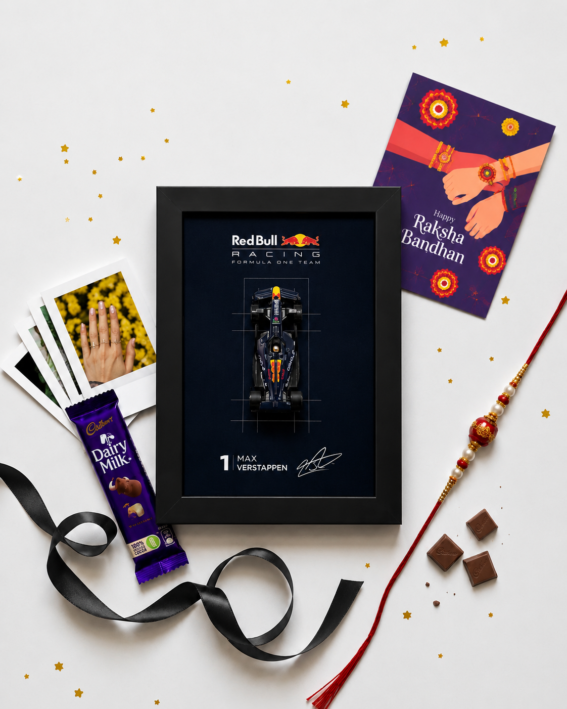 Red Bull Racing Max Verstappen Car Frame Rakhi Hamper