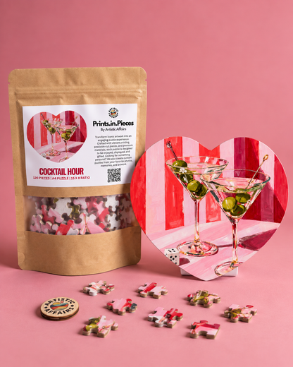 Cocktail Hour Martini Heart Shaped Puzzle