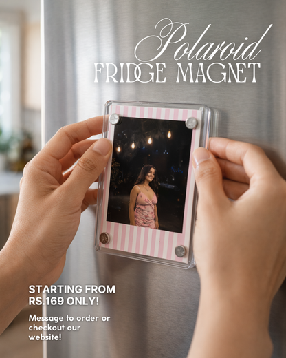 Polaroid Fridge Magnet | Pink Striped Polaroid