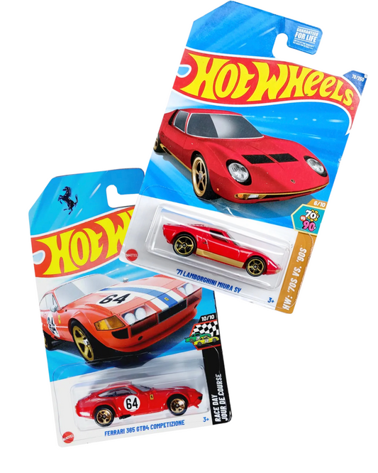 Hotwheels Combo : Ferrari 365 Gtb4 Competizione + Lamborghini Miura (red)