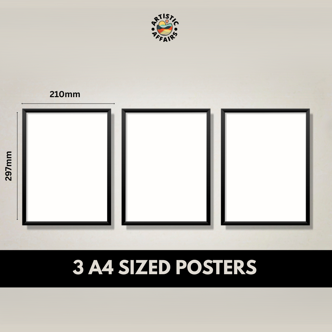 3 Piece A4 Car Poster Set Wall Art - Racing Car Prints India View 3 - Artistic Affairs