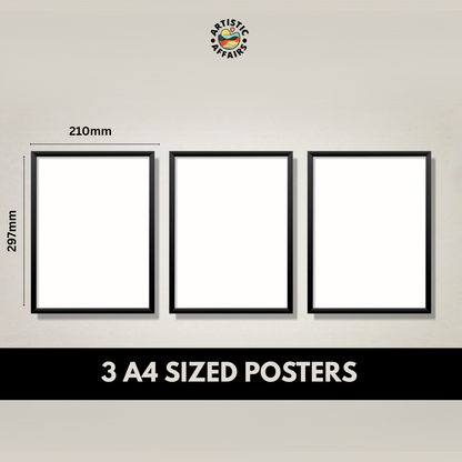 3 Piece A4 Car Poster Set Wall Art - Racing Car Prints India View 3 - Artistic Affairs