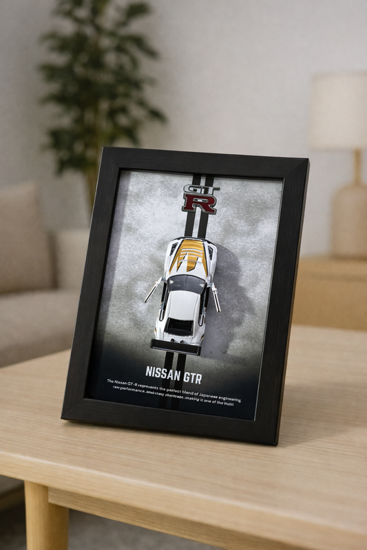 Nissan skyline GT-R 3d Majorette Car Frame (White)