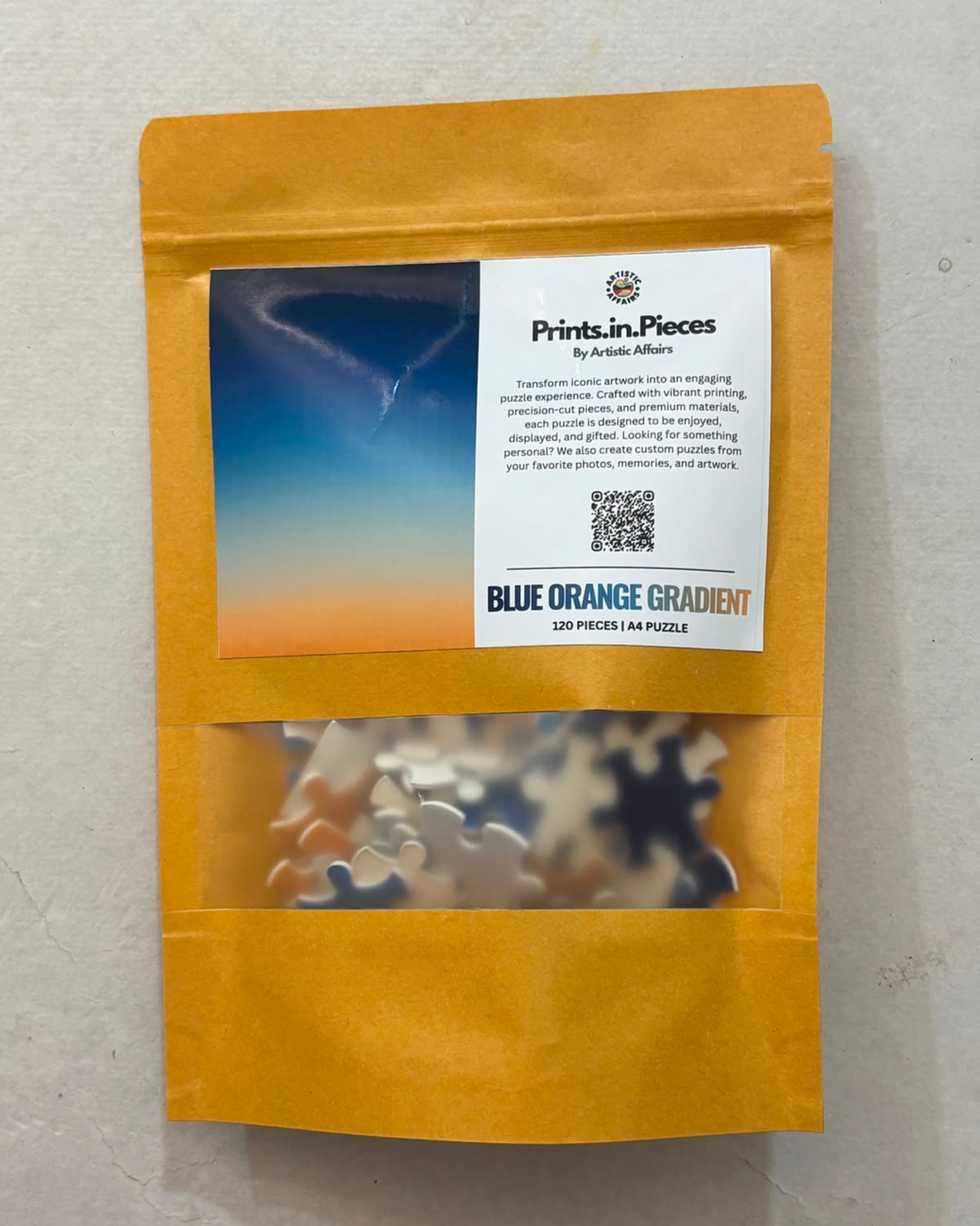 Blue Orange Gradient Puzzle | Prints.in.Pieces | A4 120 Piece Jigsaw