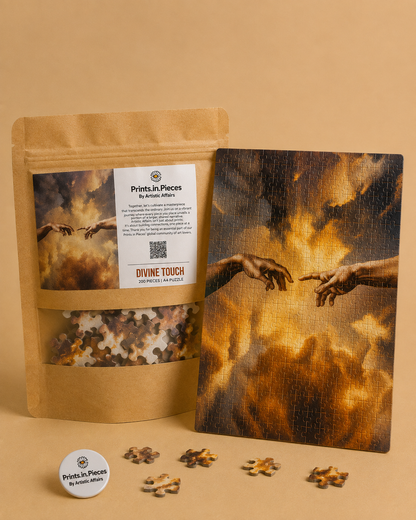 Divine Touch Puzzle — Creation of Adam 120 Piece A4 Fine Art Jigsaw
