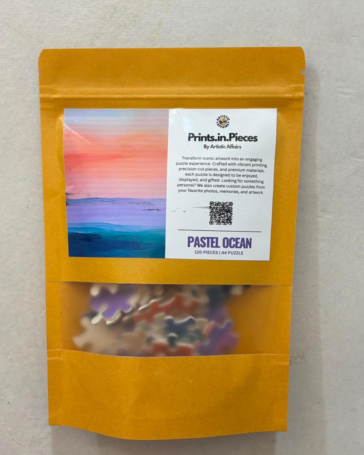 Pastel Ocean sunset seascape abstract art A4 120 piece jigsaw puzzle by Prints.in.Pieces Artistic Affairs India