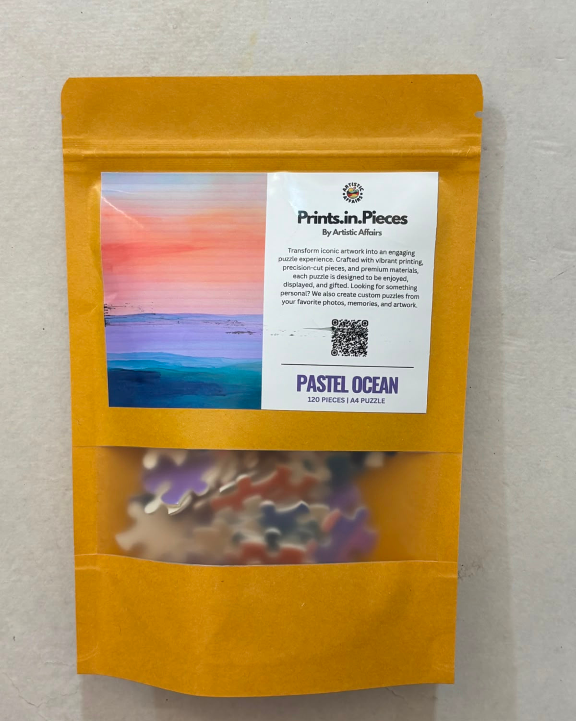 Pastel Ocean sunset seascape abstract art A4 120 piece jigsaw puzzle by Prints.in.Pieces Artistic Affairs India