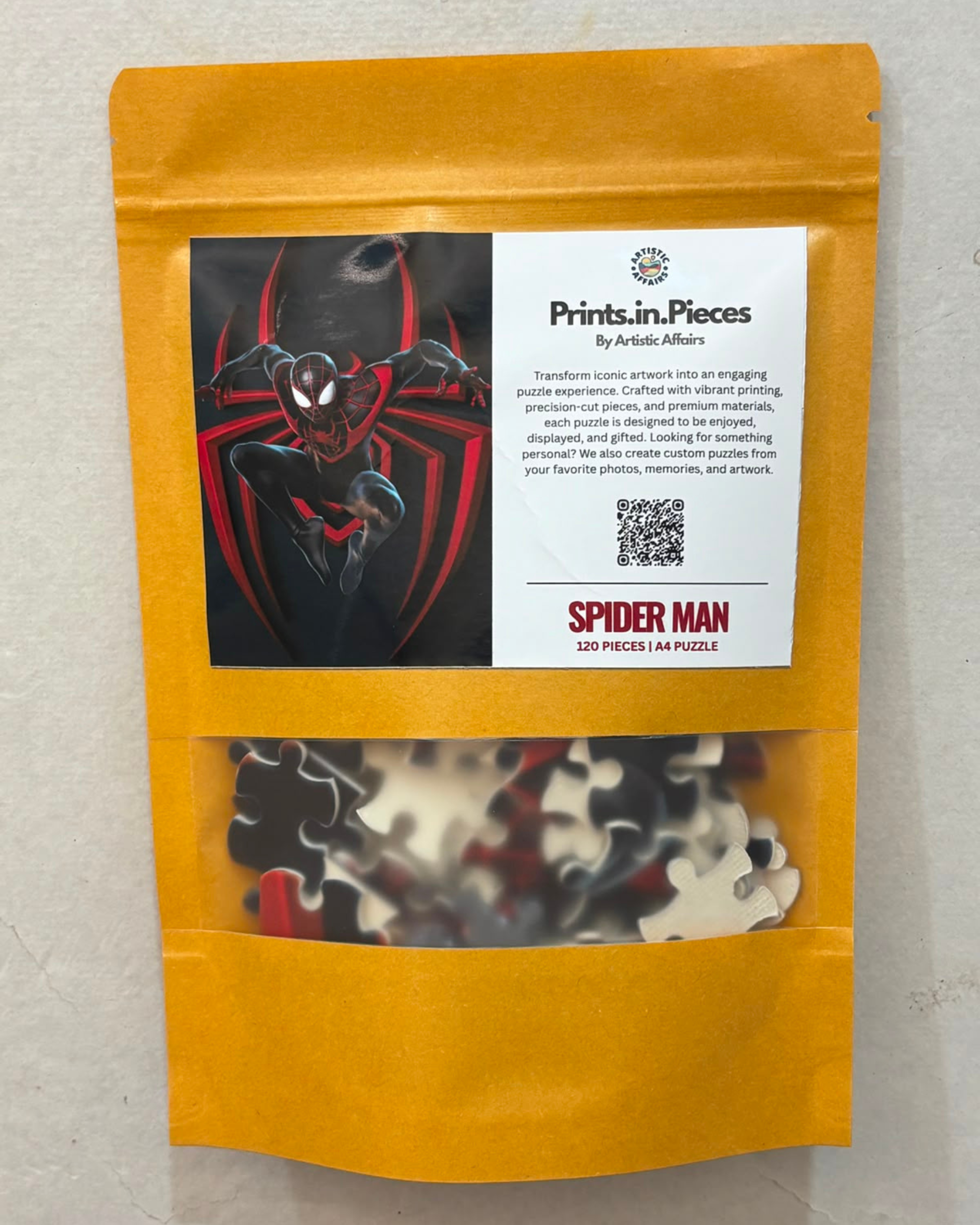 Spider-Man Miles Morales Marvel superhero bold art A4 120 piece jigsaw puzzle by Prints.in.Pieces Artistic Affairs India