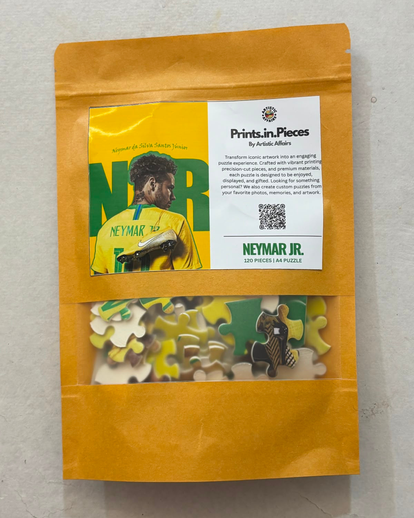 Neymar Jr Brazil NJR10 football A4 120 piece jigsaw puzzle by Prints.in.Pieces Artistic Affairs India