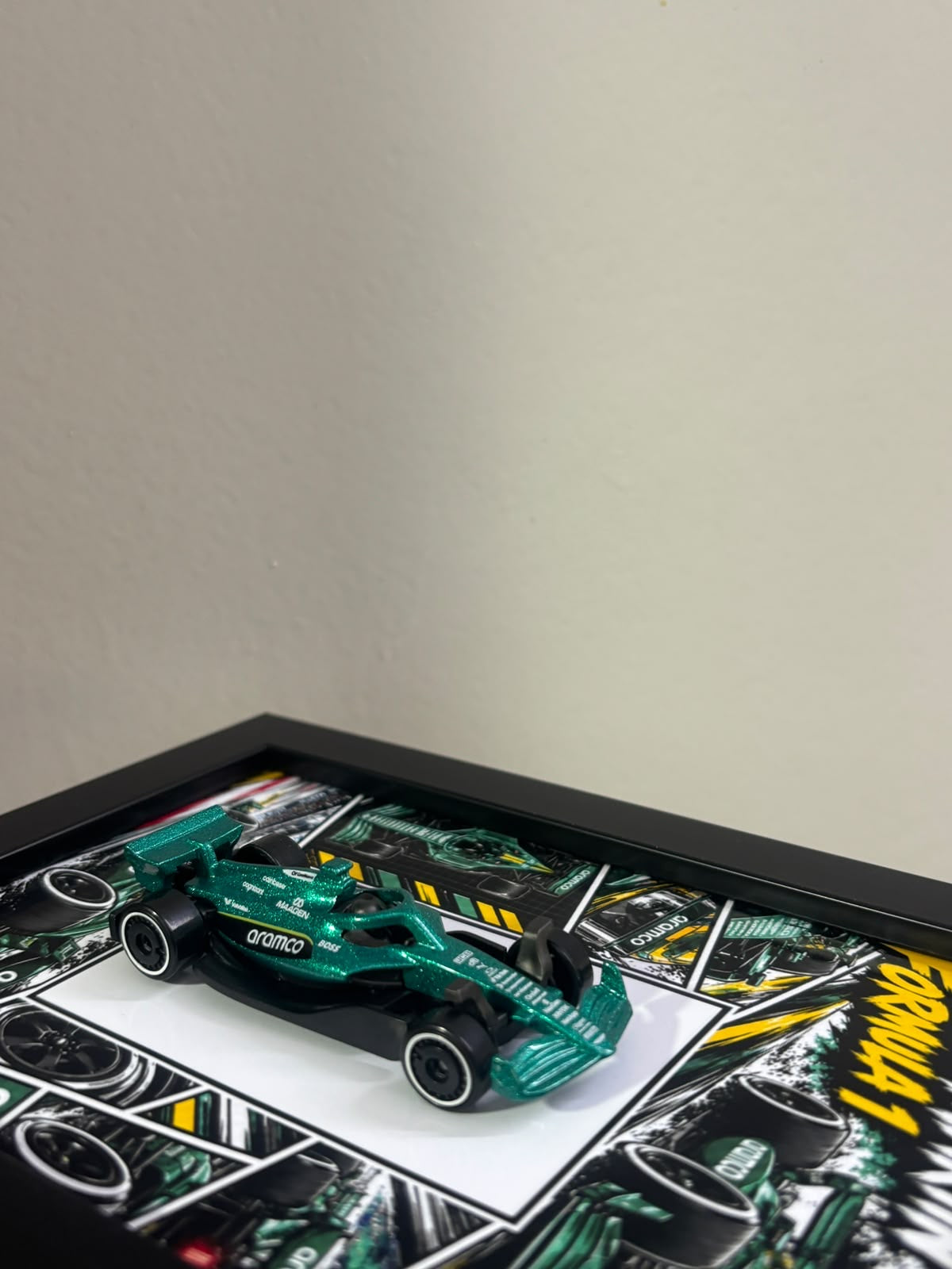 Aston Martin F1 car frame for wall or desk, view 4