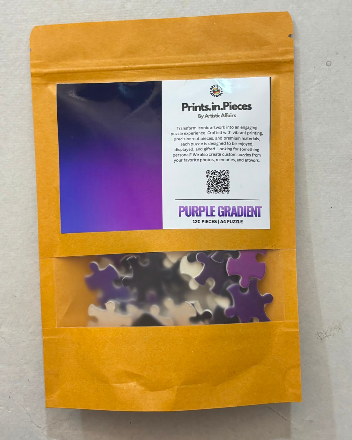 Purple gradient deep violet abstract minimalist A4 120 piece jigsaw puzzle by Prints.in.Pieces Artistic Affairs India