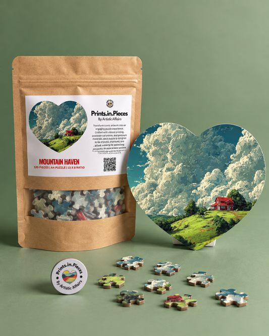 Mountain Haven Red House Heart Shaped Puzzle