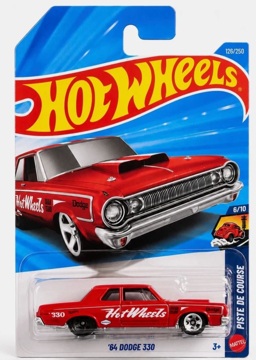 Hot Wheels '64 Dodge 330 red with white Hot Wheels livery 1:64 die-cast drag car