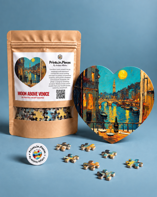 Moon Above Venice Heart-Shaped Puzzle