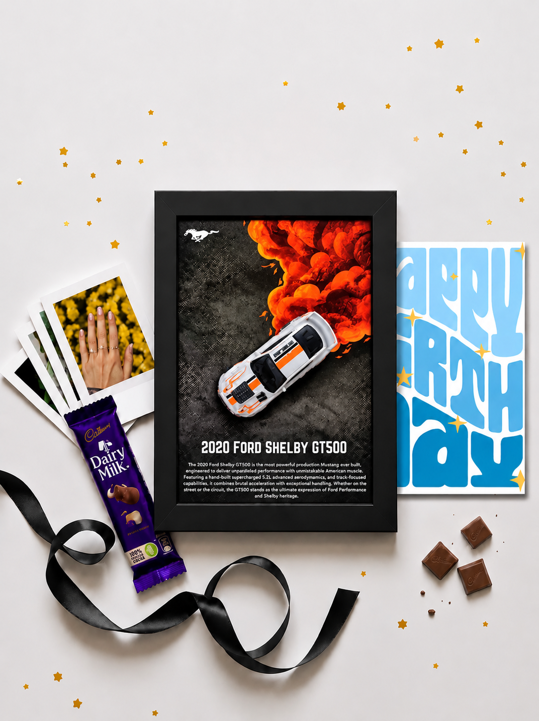 2020 Ford Shelby GT500 Orange Smoke Birthday Frame Hamper
