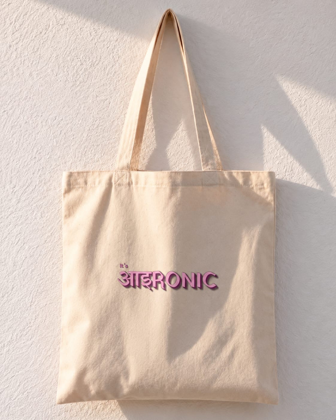 It's Aironic Hindi-English Purple Tote Bag