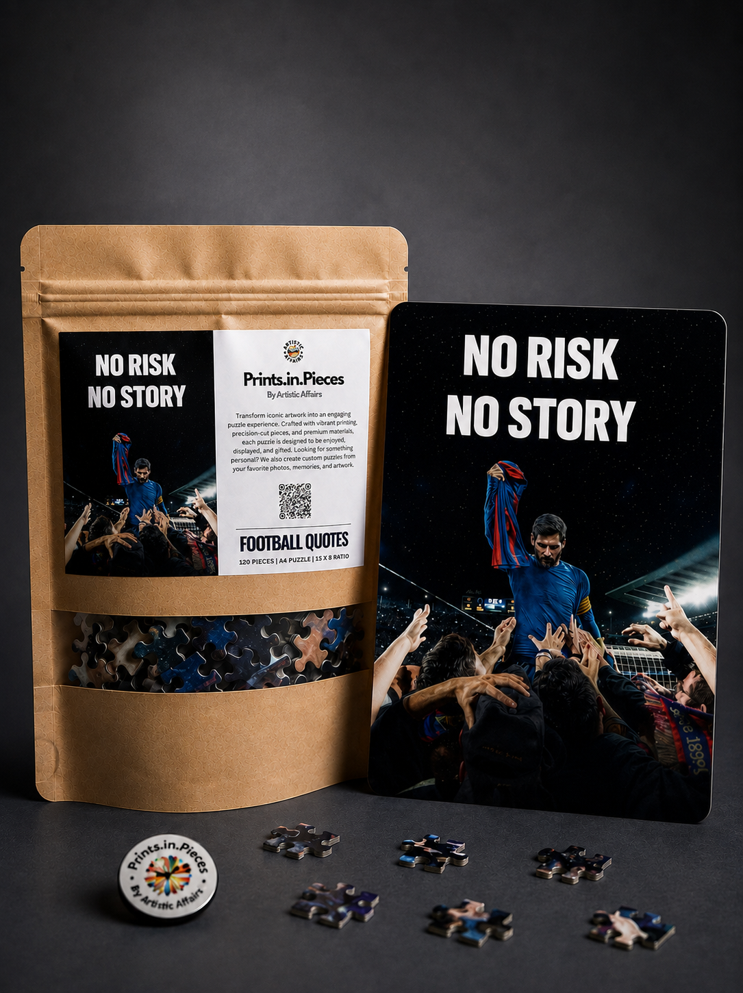 No Risk No Story Football Puzzle — 120 Piece Barcelona Art