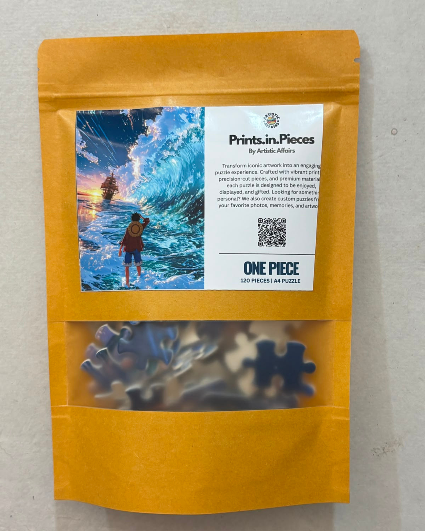 One Piece Luffy anime ocean scene A4 120 piece jigsaw puzzle by Prints.in.Pieces Artistic Affairs India