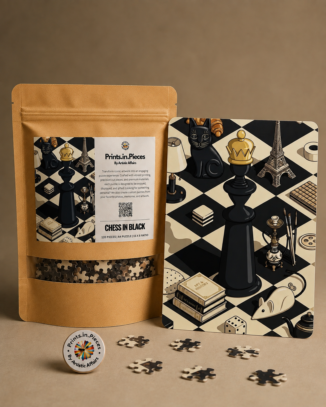 Chess in Black Still Life Puzzle