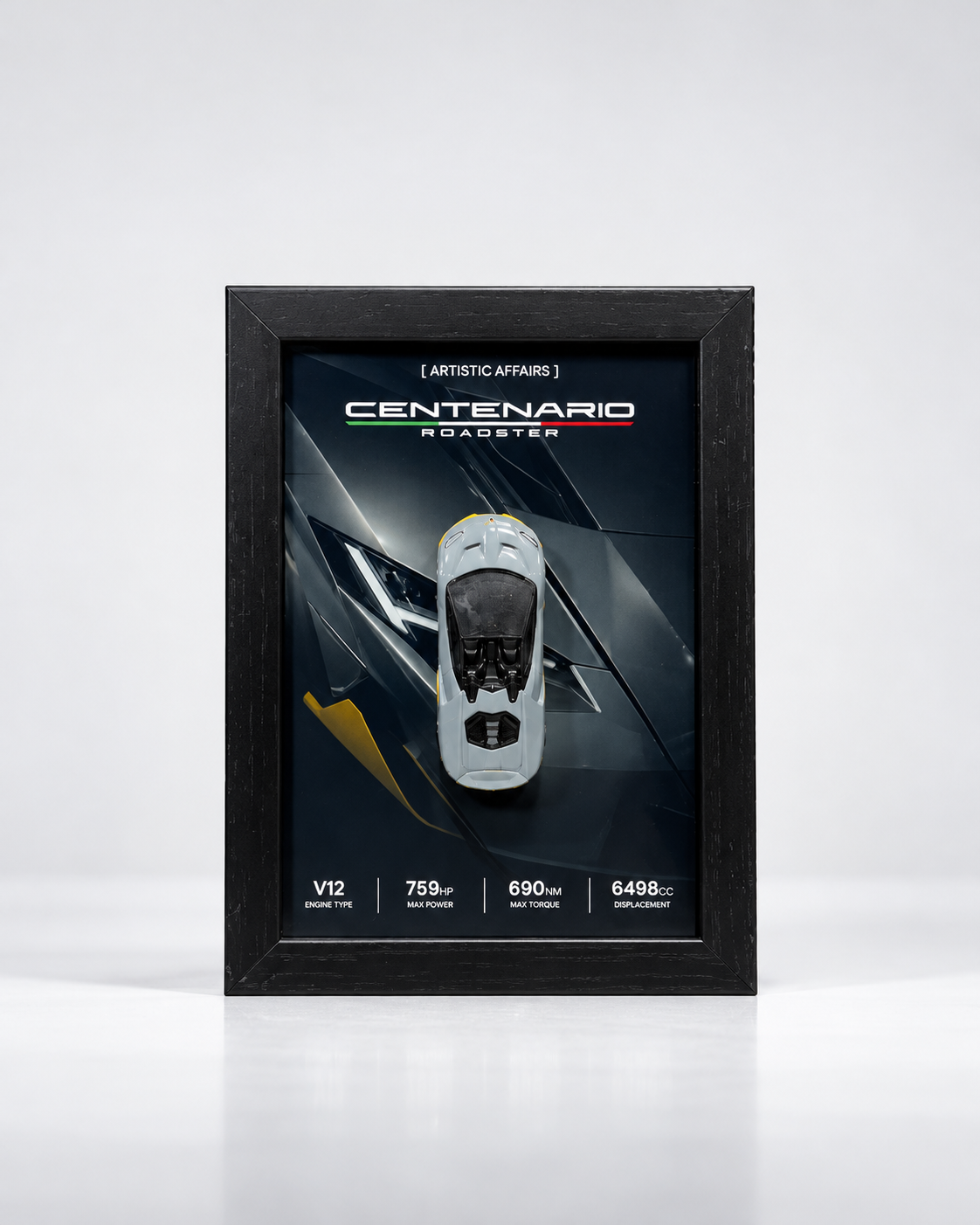 Limited Edition 2016 Lamborghini Centenario Roadster 3D car frame by Artistic Affairs, photo 2 of 7