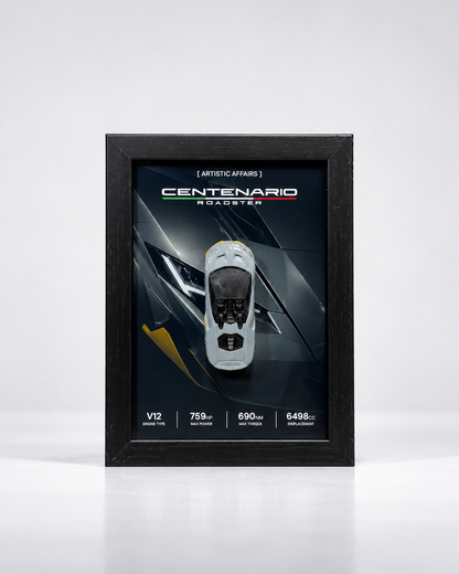 Limited Edition 2016 Lamborghini Centenario Roadster 3D car frame by Artistic Affairs, photo 2 of 7