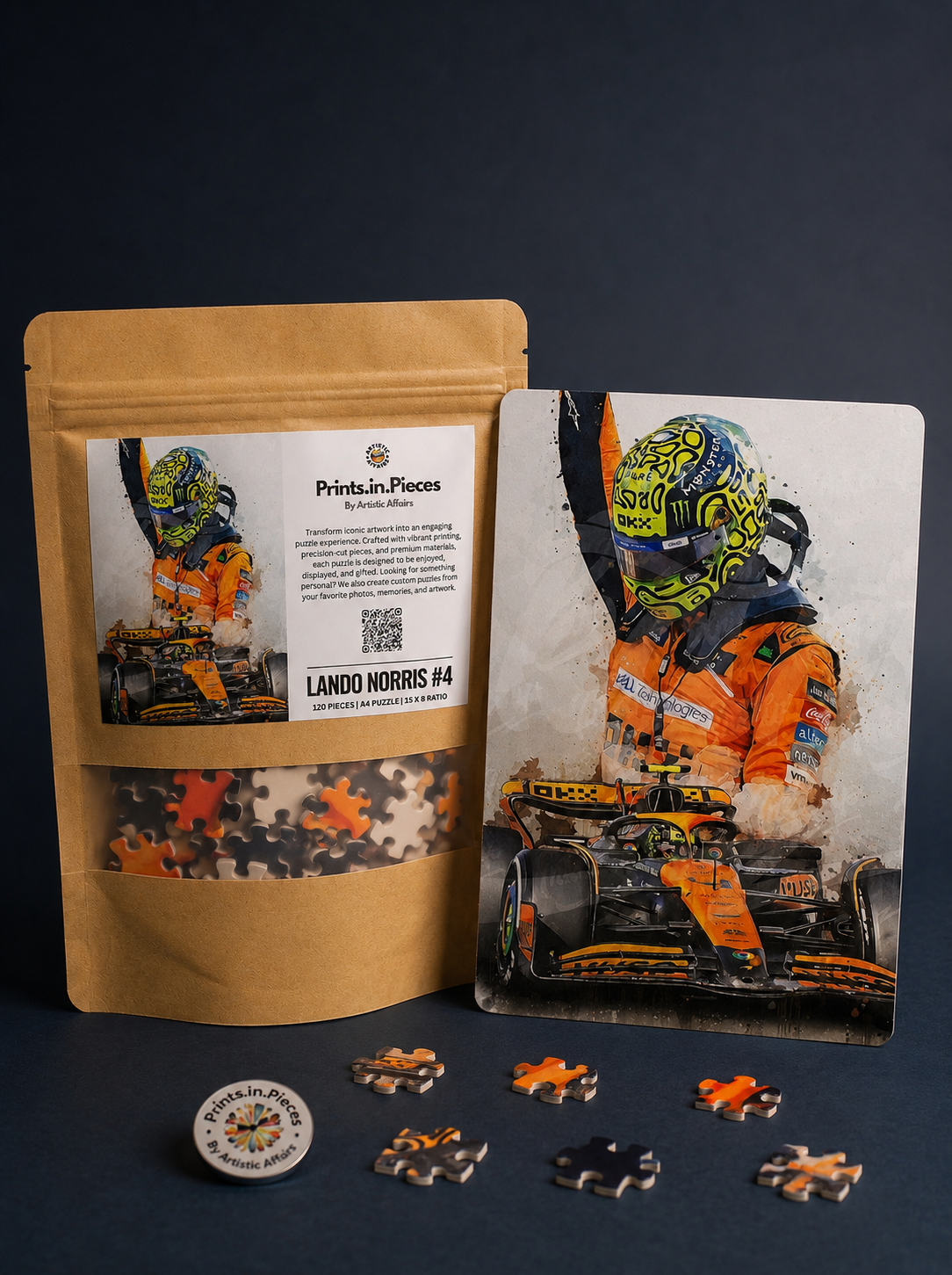 Lando Norris McLaren F1 Puzzle #4 — Watercolor Art 120 Piece