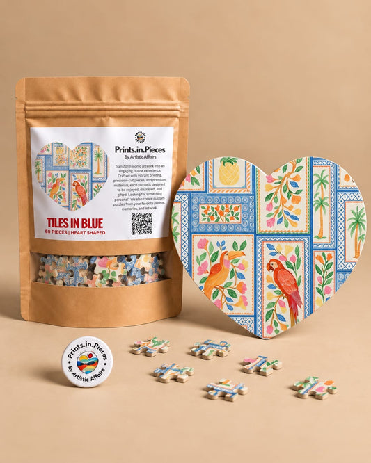 Tiles in Blue Heart-Shaped Puzzle