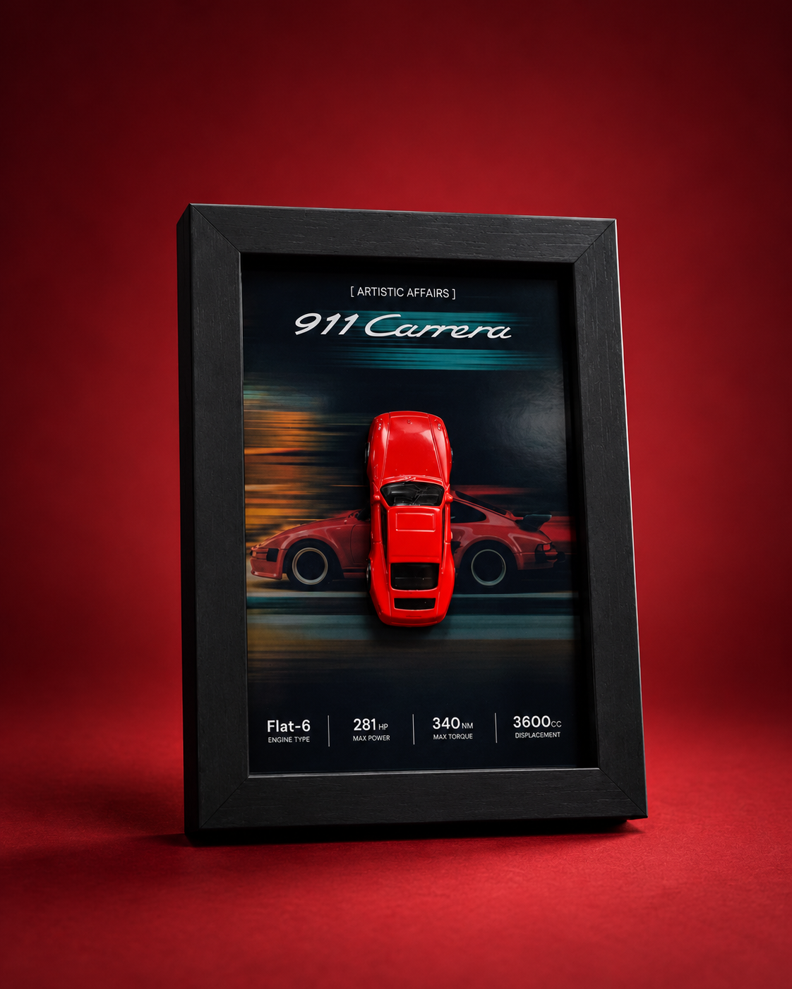 Limited Edition Porsche 911 Carrera 3D car frame by Artistic Affairs, photo 4 of 6