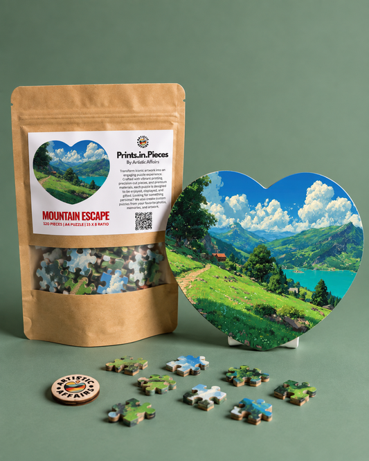 Mountain Escape Lakeside Heart Shaped Puzzle