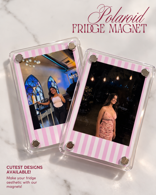 Polaroid Fridge Magnet | Pink Striped Polaroid | Artistic Affairs
