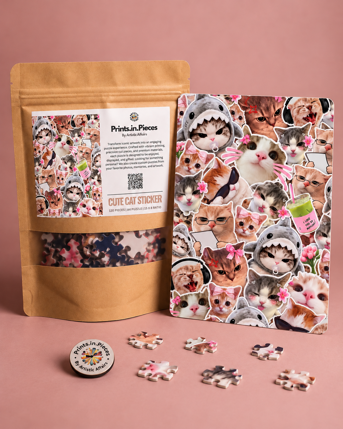 Cute Cat Sticker Collage Jigsaw Puzzle