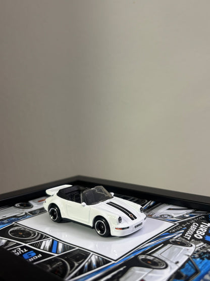 Porsche 911 Turbo Cabriolet White 3D Car Frame(Manga Edition)