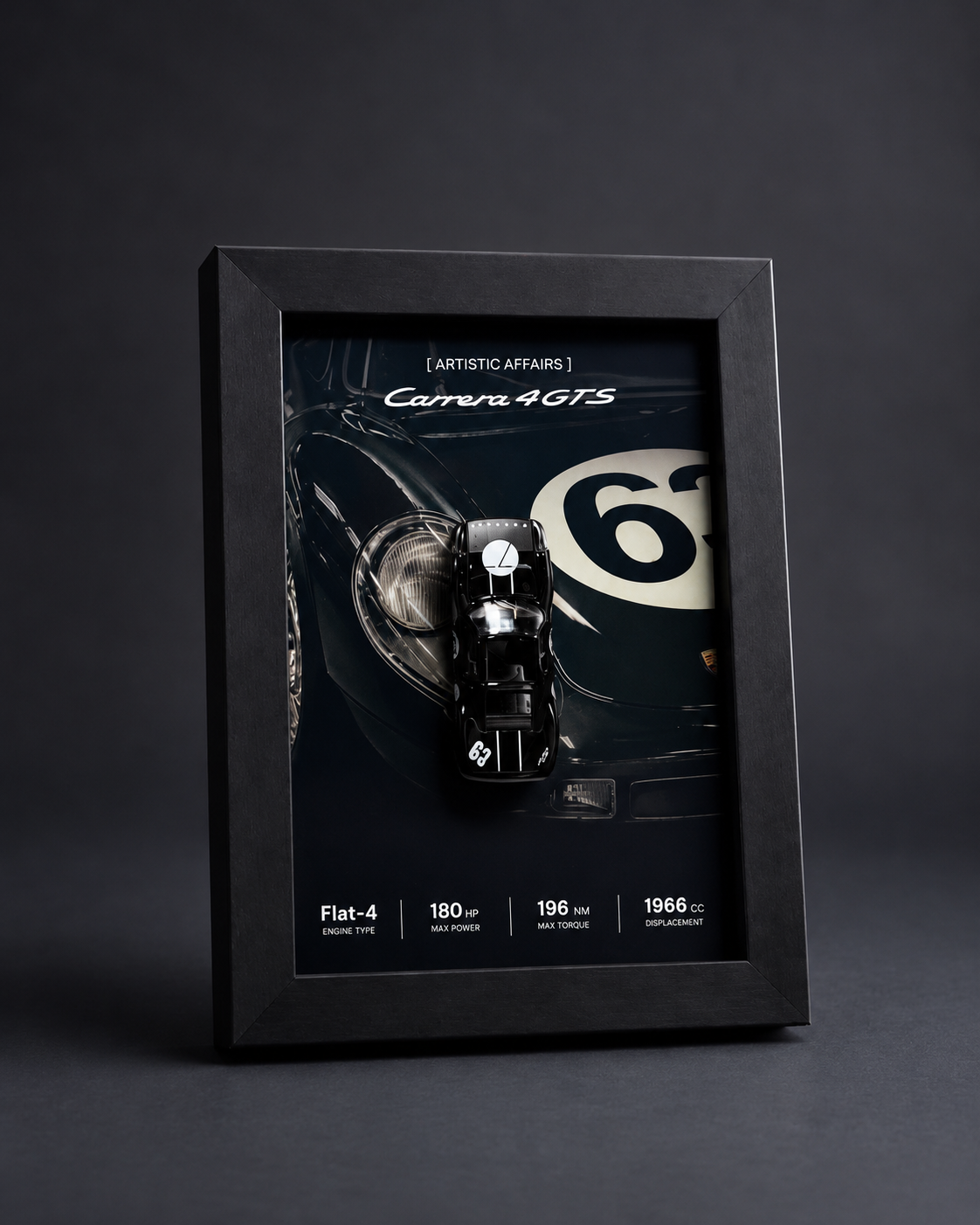 Limited Edition Porsche Carrera GTS #63 3D car frame by Artistic Affairs, photo 5 of 7